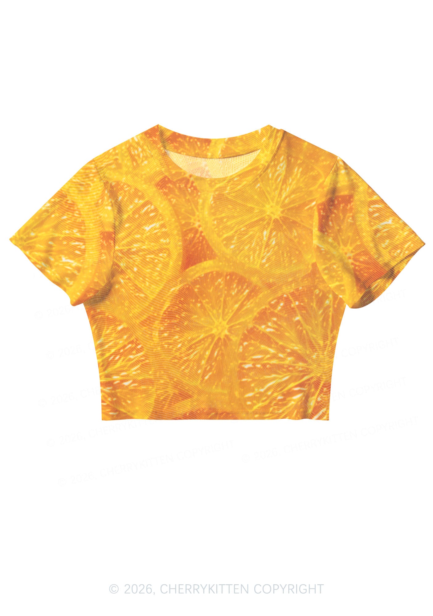 Orange Slice Y2K Mesh Crop Top Cherrykitten