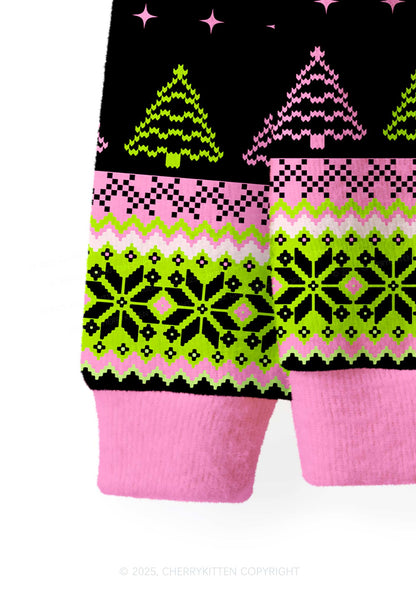 On Off Mode Y2K Christmas Cardigan Knit Sweatshirt Cherrykitten