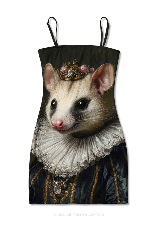 Royal Possum Y2K Print Slip Dress Cherrykitten