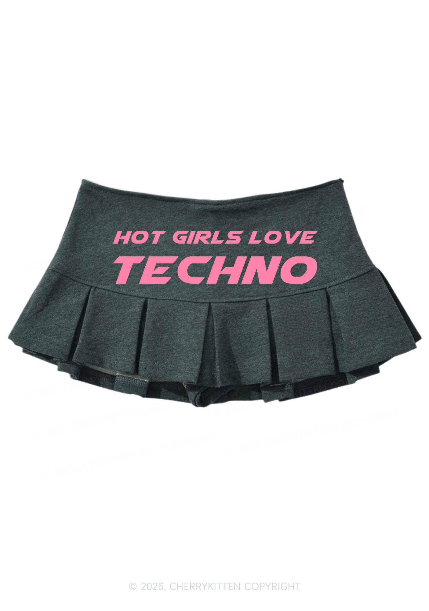 Hot Girls Love Techno Y2K Mini Pleated Skirts Cherrykitten