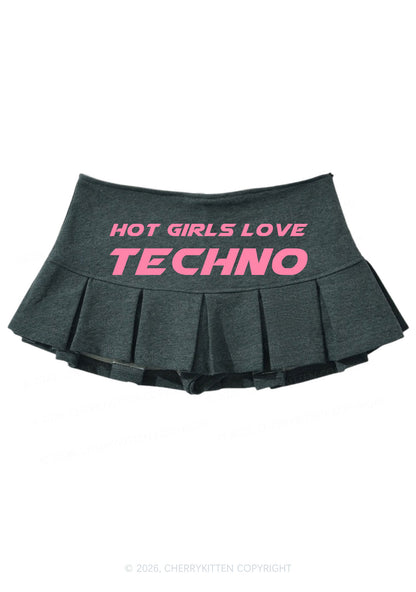 Hot Girls Love Techno Y2K Mini Pleated Skirts Cherrykitten