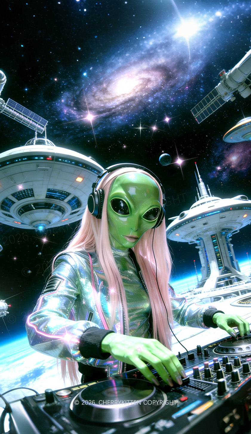 Space Alien DJ Y2K Phone Case Cherrykitten