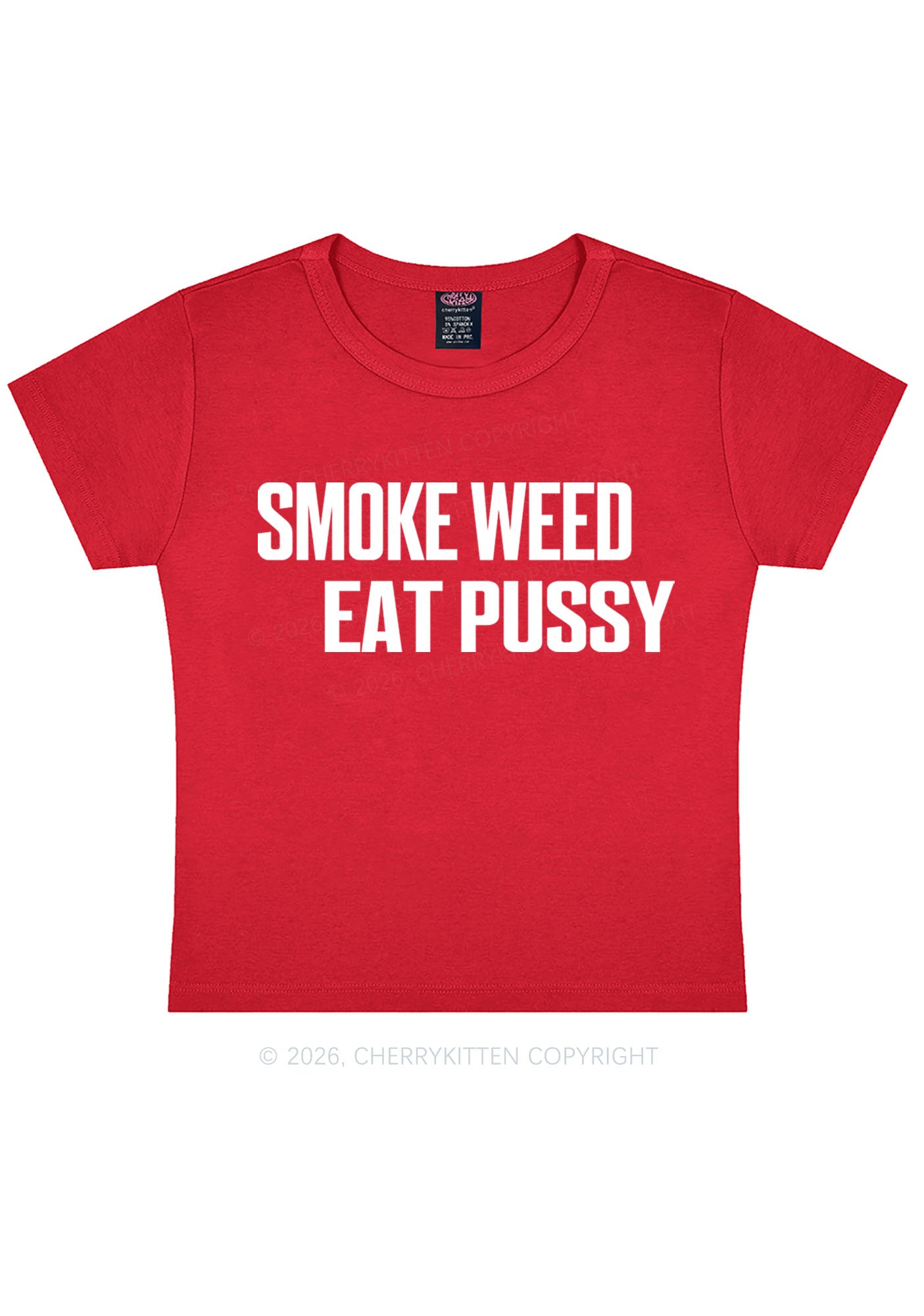Smoke Wxxd Eat Puxxy Y2K Baby Tee Cherrykitten