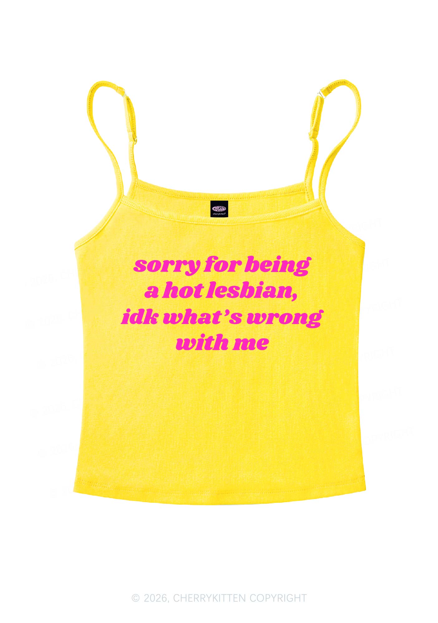 Sorry For Being Hot Lesbian Pride Y2K Spaghetti Strap Cami Cherrykitten