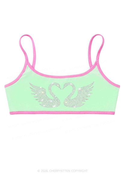 Rhinestone Swans Y2K Super Crop Cami Cherrykitten