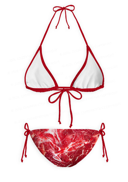 Beef Steak Texture Y2K Print Bikini Set Cherrykitten
