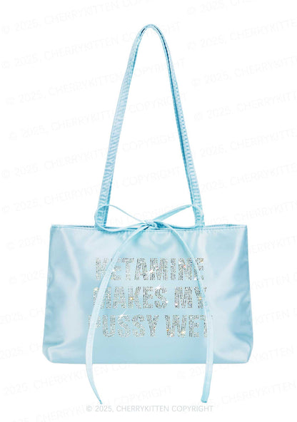 Rhinestone K Makes My Puxxy Wet Y2K Satin Bags Cherrykitten