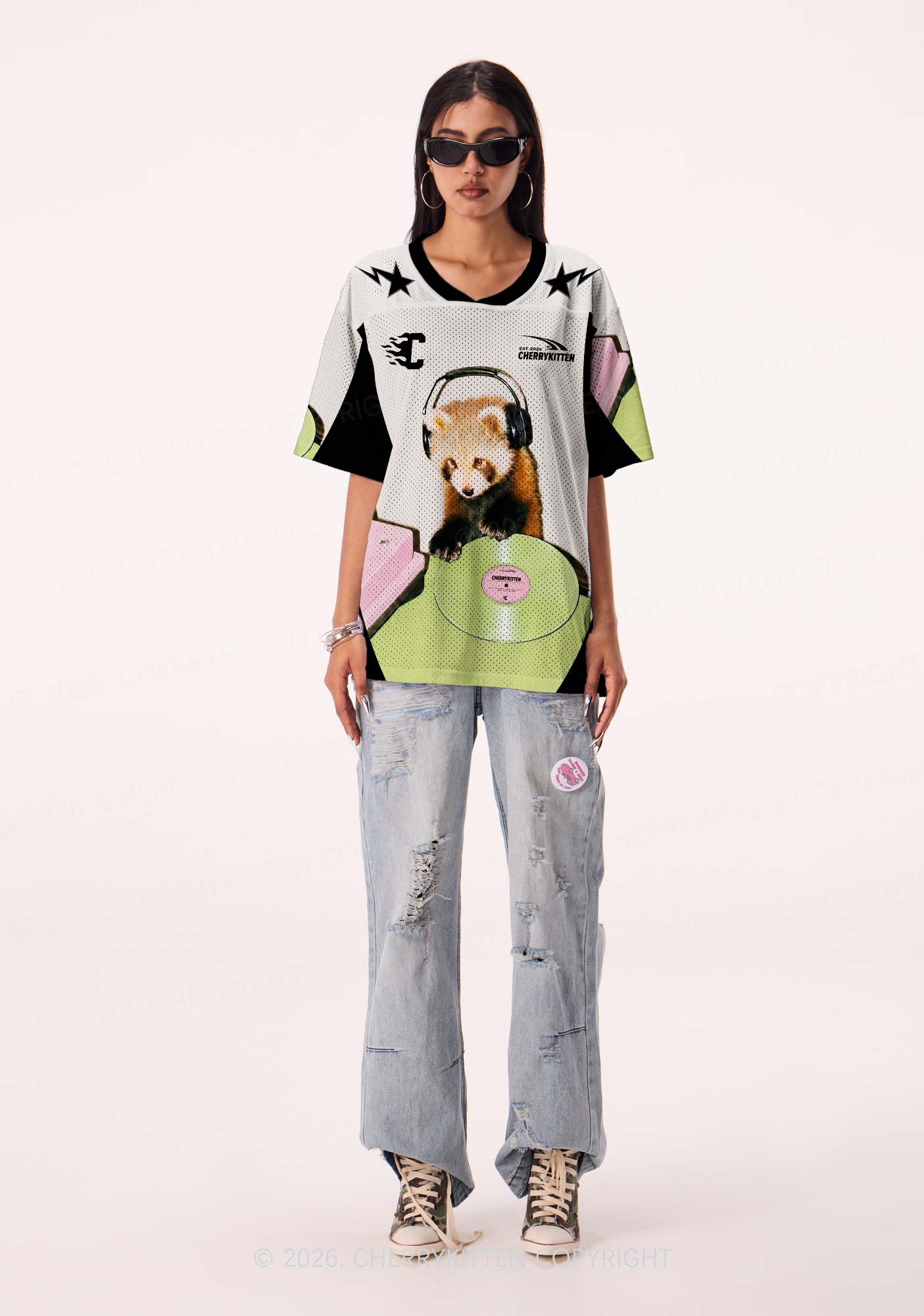 Custom Red Panda DJ Y2K Sport Jersey Shirts Cherrykitten