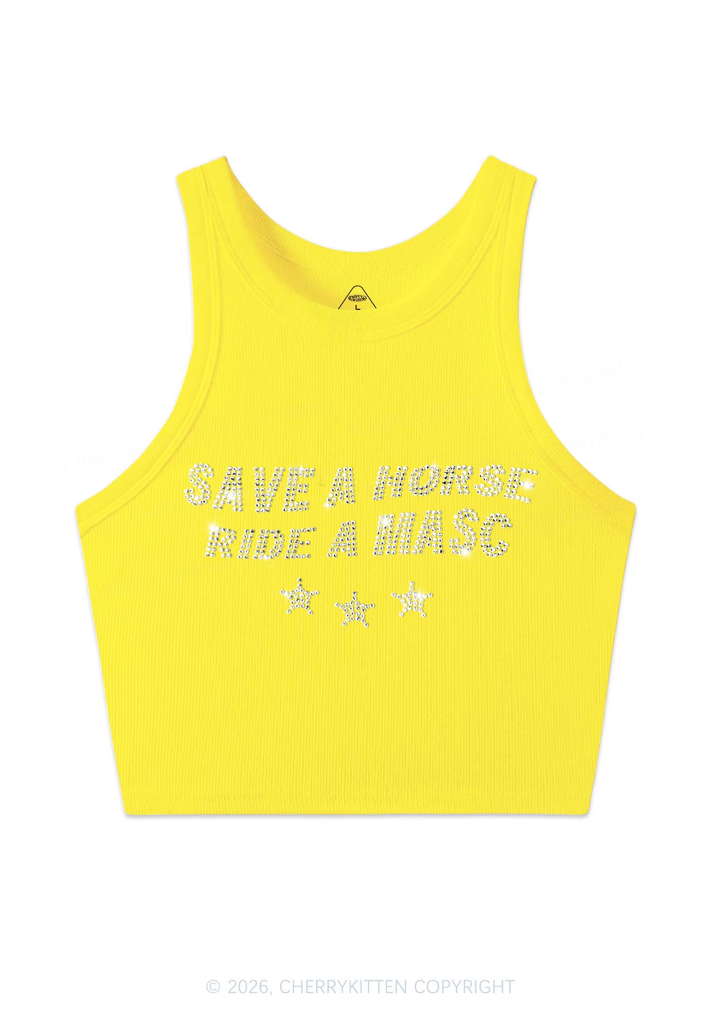 Rhinestone Ride A Masc Pride Y2K Crop Tank Top Cherrykitten