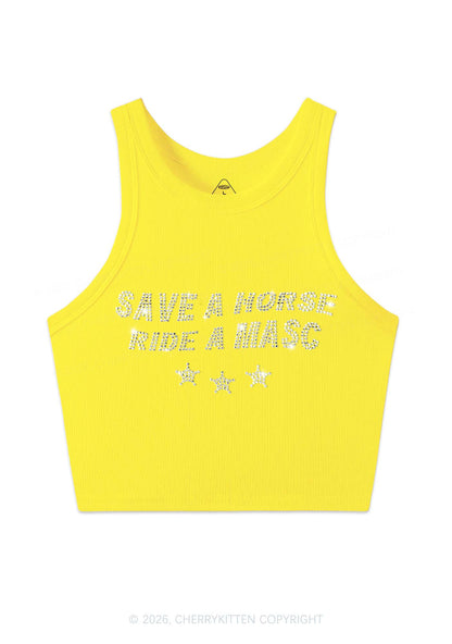 Rhinestone Ride A Masc Pride Y2K Crop Tank Top Cherrykitten