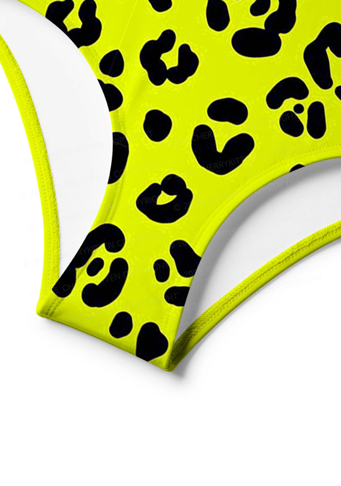 Neon Leopard Y2K Print Bikini Set Cherrykitten