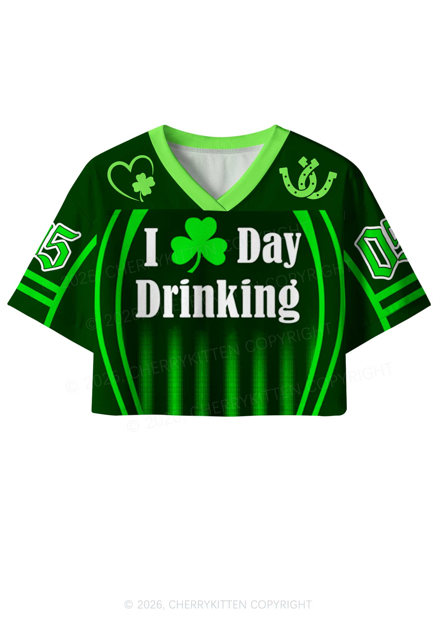 Custom I Love Day Drinking St Patricks Y2K Crop Sport Jersey Shirts Cherrykitten