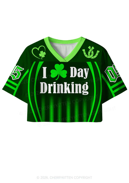 Custom I Love Day Drinking St Patricks Y2K Crop Sport Jersey Shirts Cherrykitten