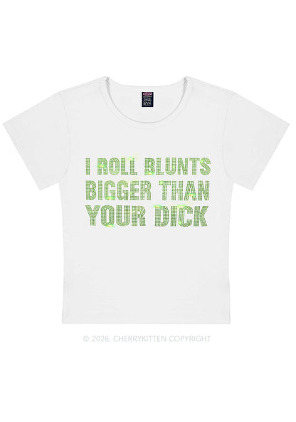 Rhinestone I Roll Blunts Y2K Baby Tee Cherrykitten