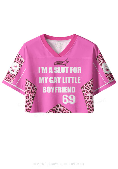 Slxt For My Gay BF Leopard Pride Y2K Crop Sport Jersey Shirts Cherrykitten