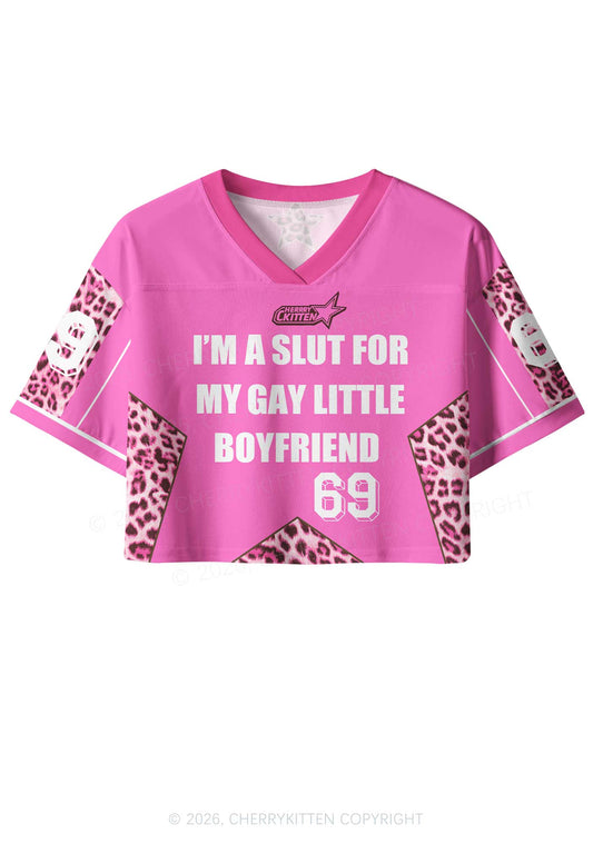 Slxt For My Gay BF Leopard Pride Y2K Crop Sport Jersey Shirts Cherrykitten
