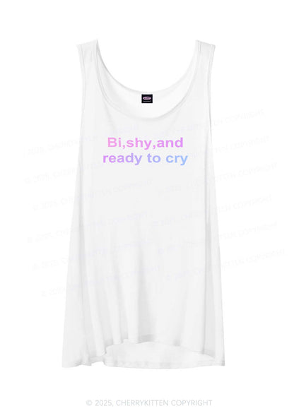 Bi Shy And Ready To Cry Pride Y2K Sheer Boyfriend Tank Cherrykitten