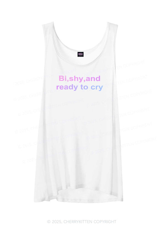 Bi Shy And Ready To Cry Pride Y2K Sheer Boyfriend Tank Cherrykitten