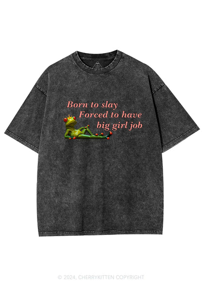 Forced To Have Big Girl Job Y2K Washed Tee Cherrykitten