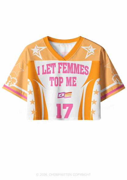 Orange I Let Femmes Top Me Pride Y2K Crop Sport Jersey Shirts Cherrykitten