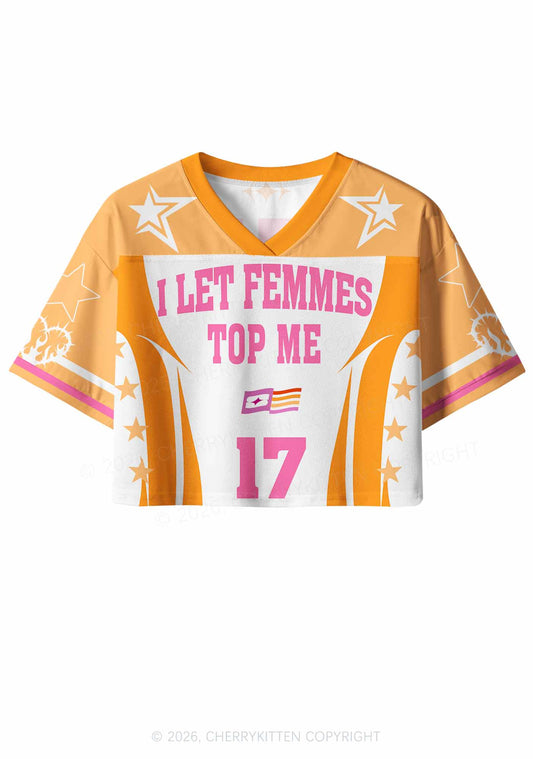 Orange I Let Femmes Top Me Pride Y2K Crop Sport Jersey Shirts Cherrykitten