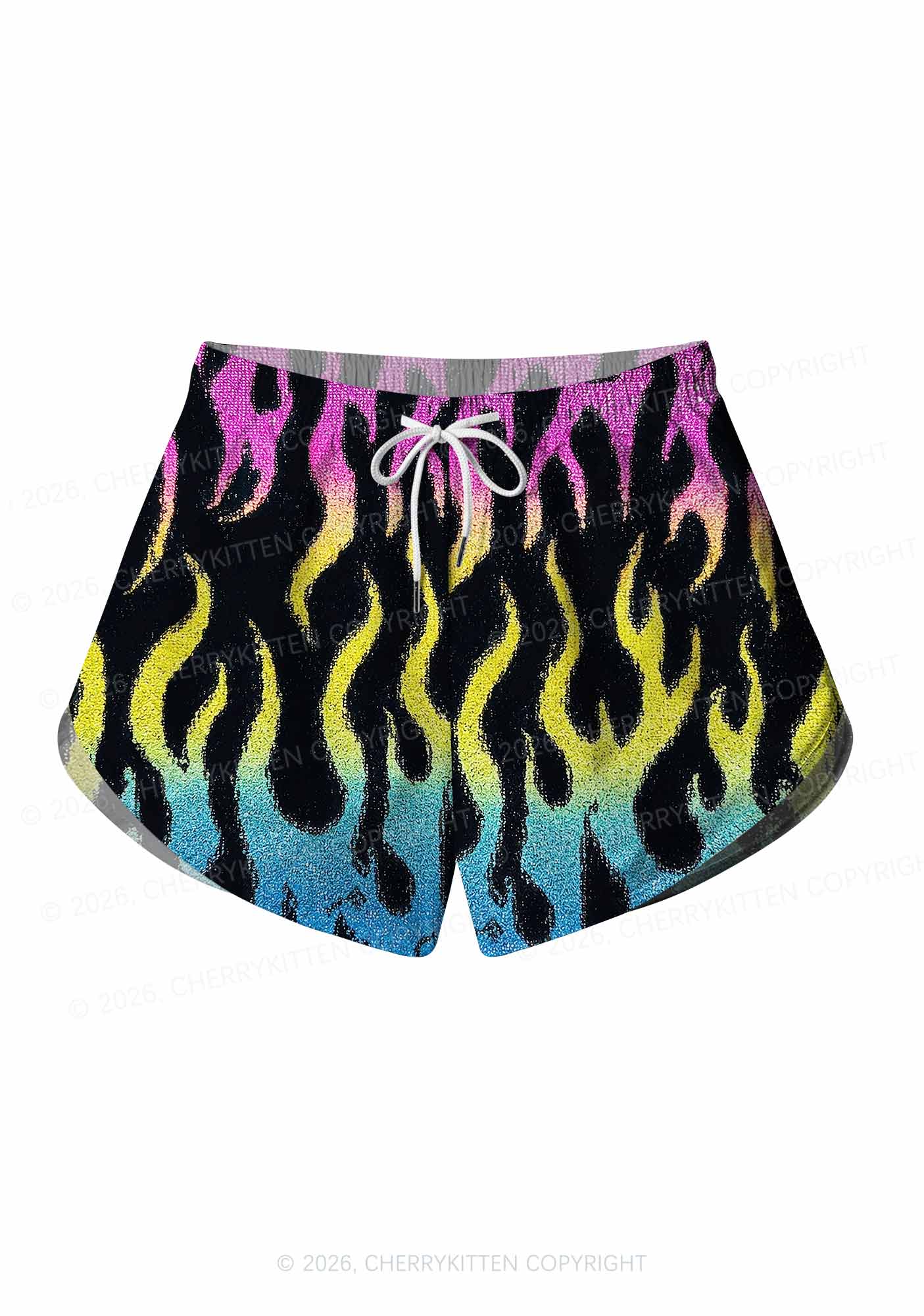 Pansexuality Flame Pride Y2K Print Men Beach Shorts Cherrykitten