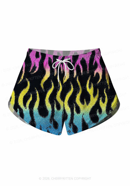Pansexuality Flame Pride Y2K Print Men Beach Shorts Cherrykitten
