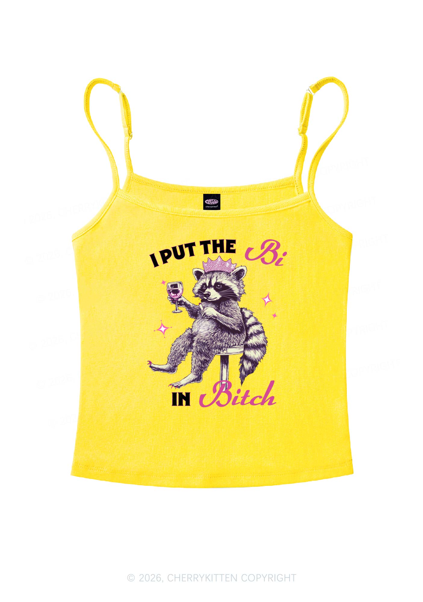 I Put Bi In Bxxch Raccoon Pride Y2K Spaghetti Strap Cami Cherrykitten