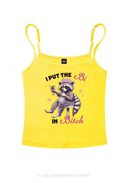 I Put Bi In Bxxch Raccoon Pride Y2K Spaghetti Strap Cami Cherrykitten