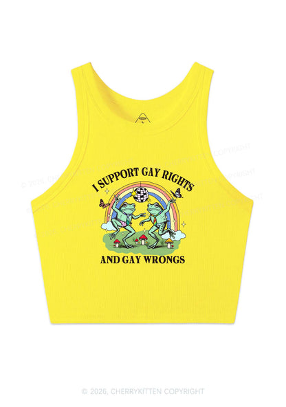 I Support Gay Rights Disco Frogs Y2K Crop Tank Top Cherrykitten