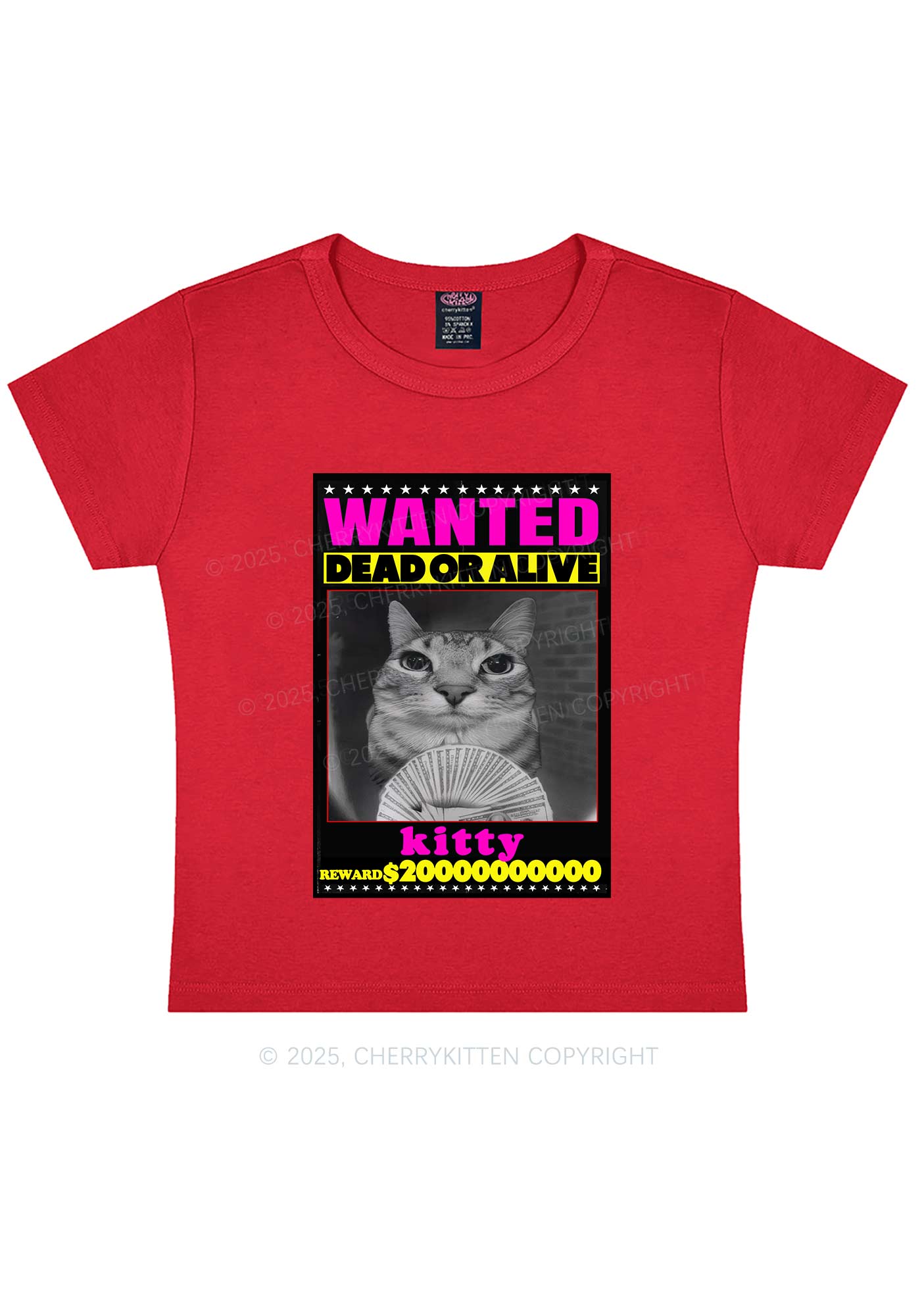 Custom Wanted Kitten Y2K Baby Tee Cherrykitten