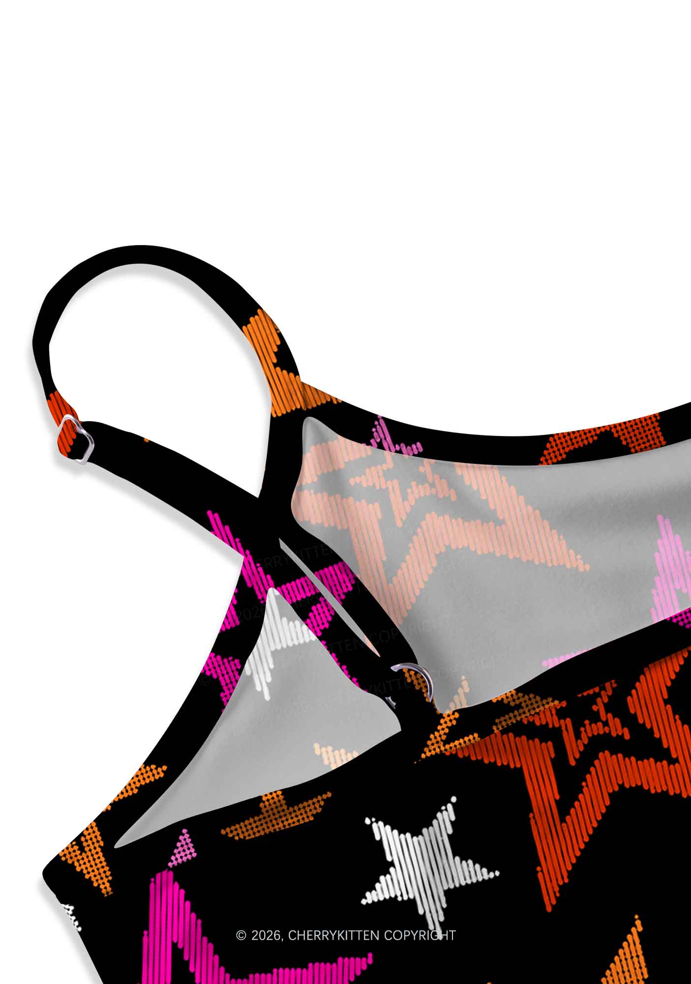 Lesbian Star Pride Y2K Print Cami Crop Top Cherrykitten