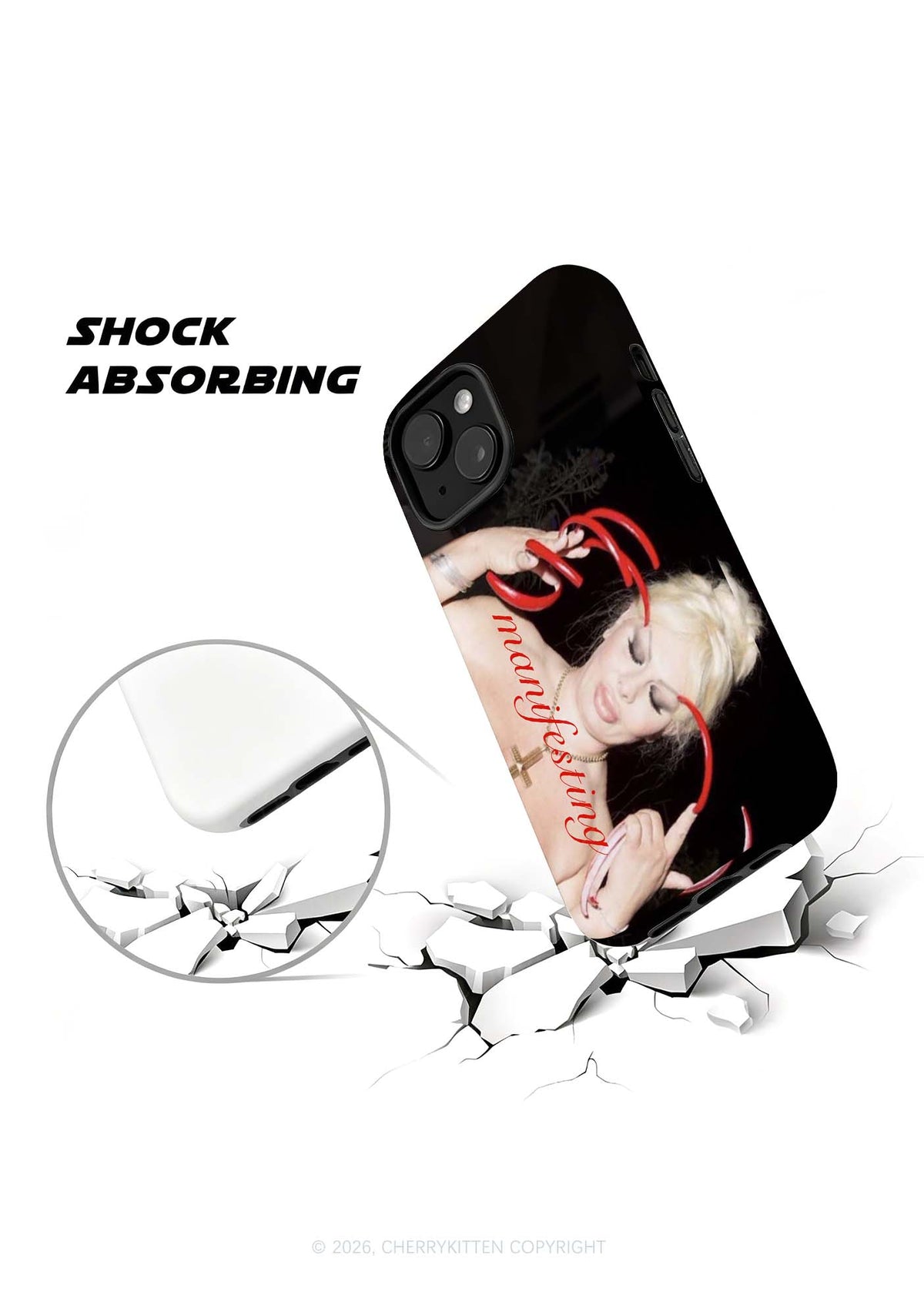 Manifesting Long Red Nails Y2K Phone Case Cherrykitten