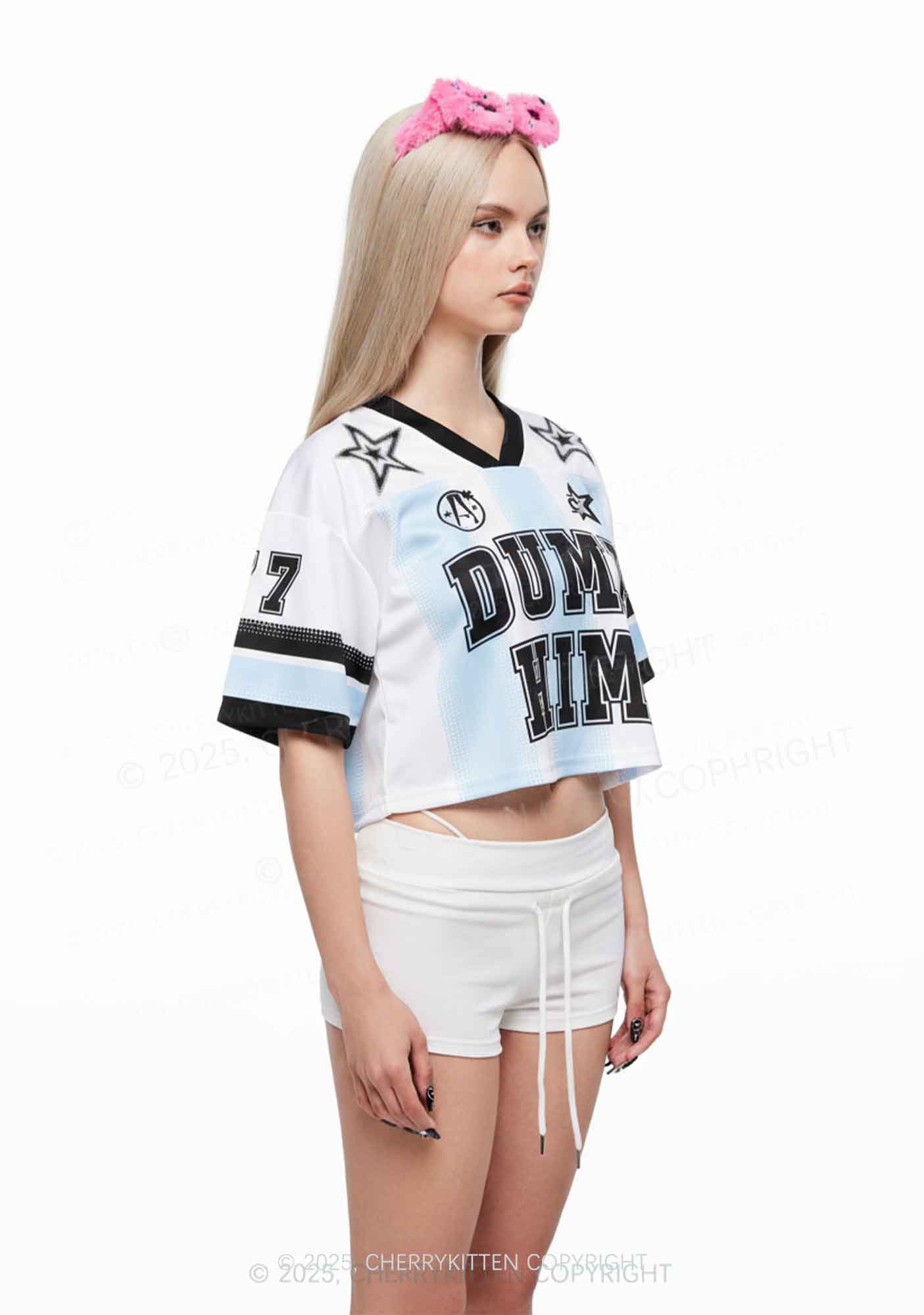 Custom Blue Dump Him Y2K Crop Sport Jersey Shirts Cherrykitten