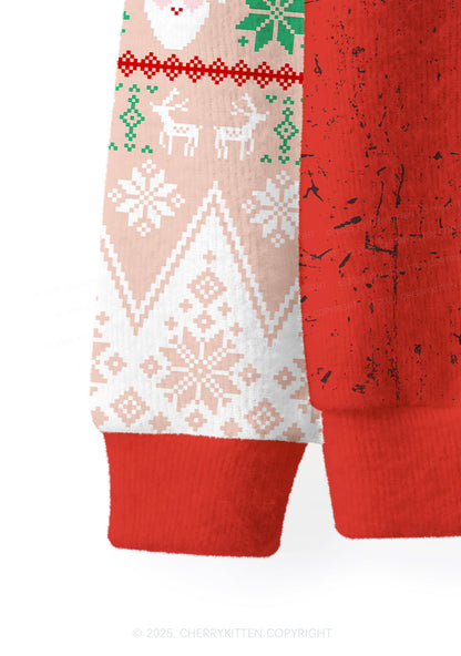 Muscle Santa Y2K Christmas Cardigan Knit Sweatshirt Cherrykitten
