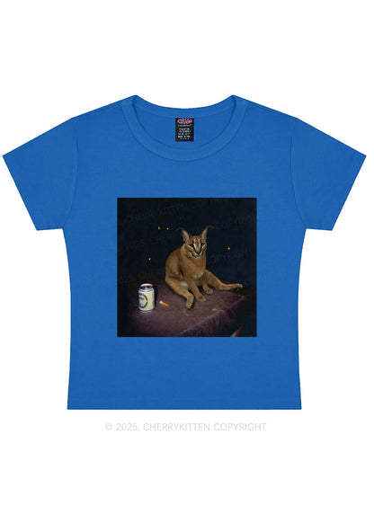 Drinking Floppa Y2K Baby Tee Cherrykitten