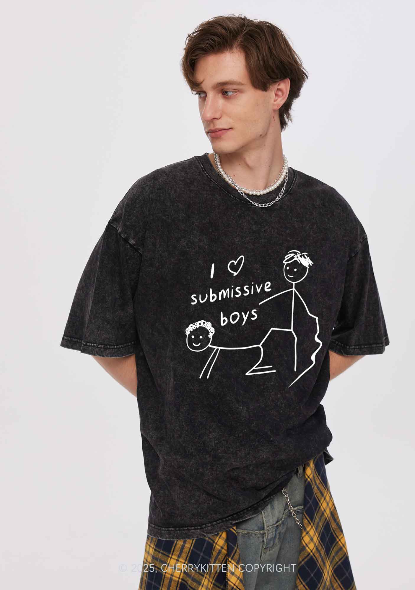 I Love S Gay Boys Pride Y2K Shirts Washed Tee Cherrykitten