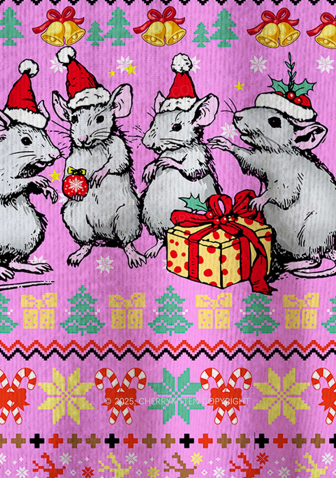 Four Rats Y2K Christmas Knit Sweatshirt Cherrykitten