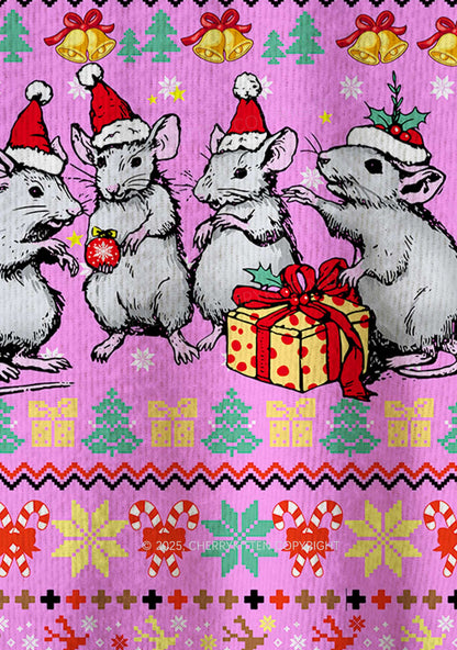 Four Rats Y2K Christmas Knit Sweatshirt Cherrykitten