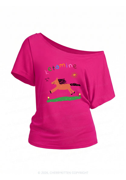 Orange Pony Y2K Off Shoulder Tee Cherrykitten