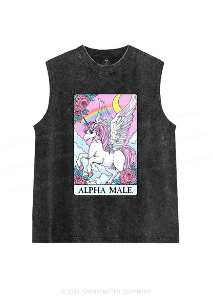 Rose Unicorn Alpha Male Y2K Washed Muscle Tank Cherrykitten