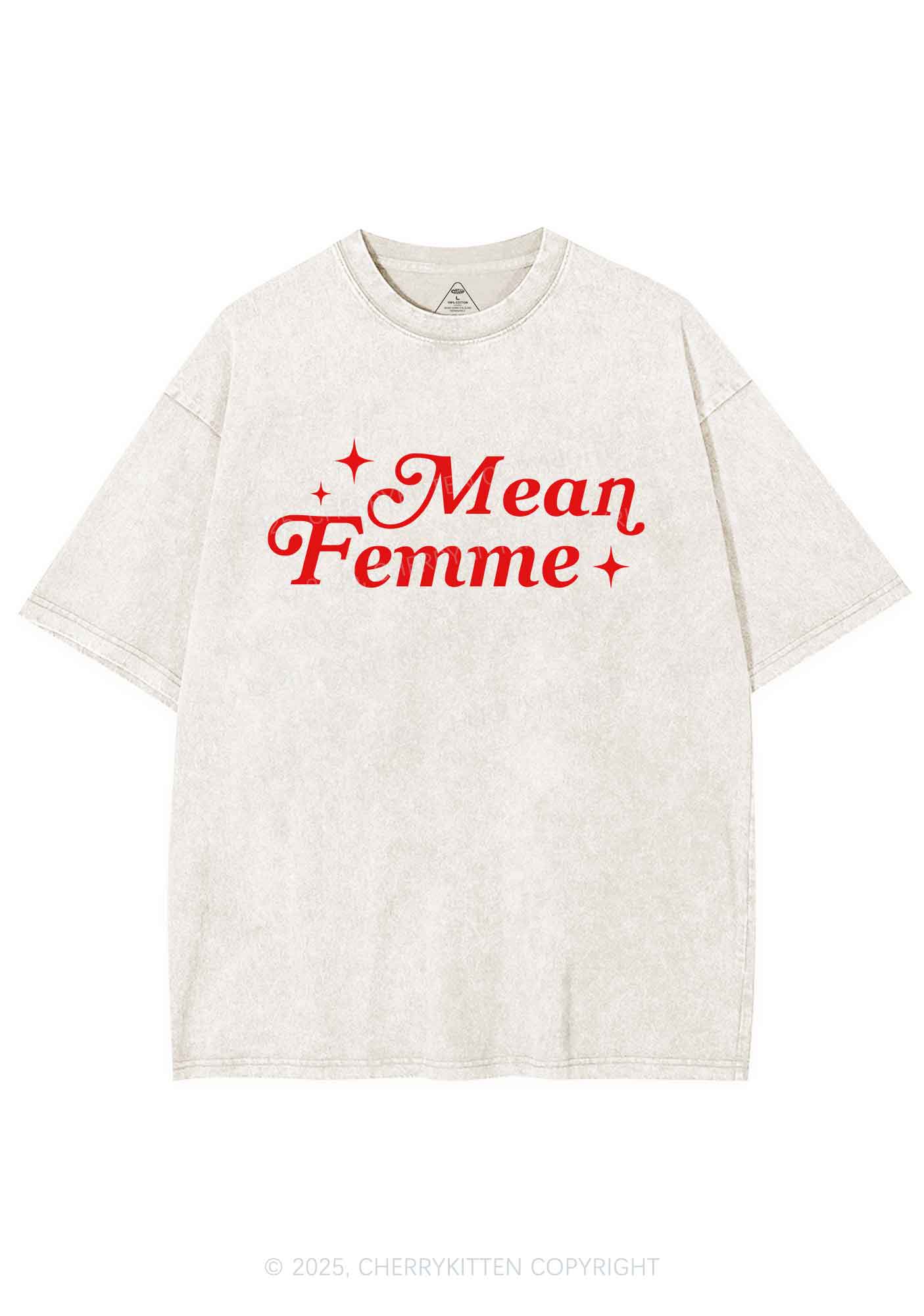 Mean Femme Pride Y2K Shirts Washed Tee Cherrykitten