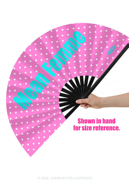 Mean Femme Dots Pride Y2K Rave Hand Fan Cherrykitten