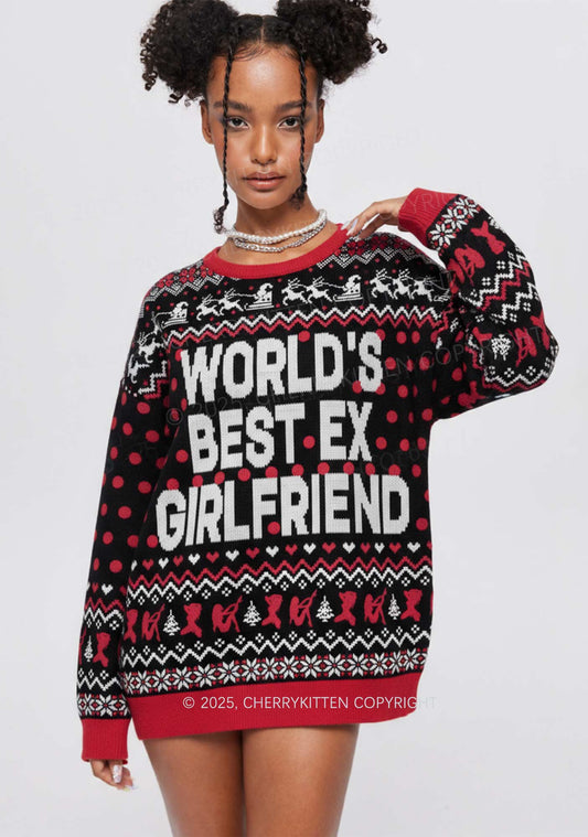 Best Ex Girlfriend Y2K Christmas Knit Sweatshirt Cherrykitten