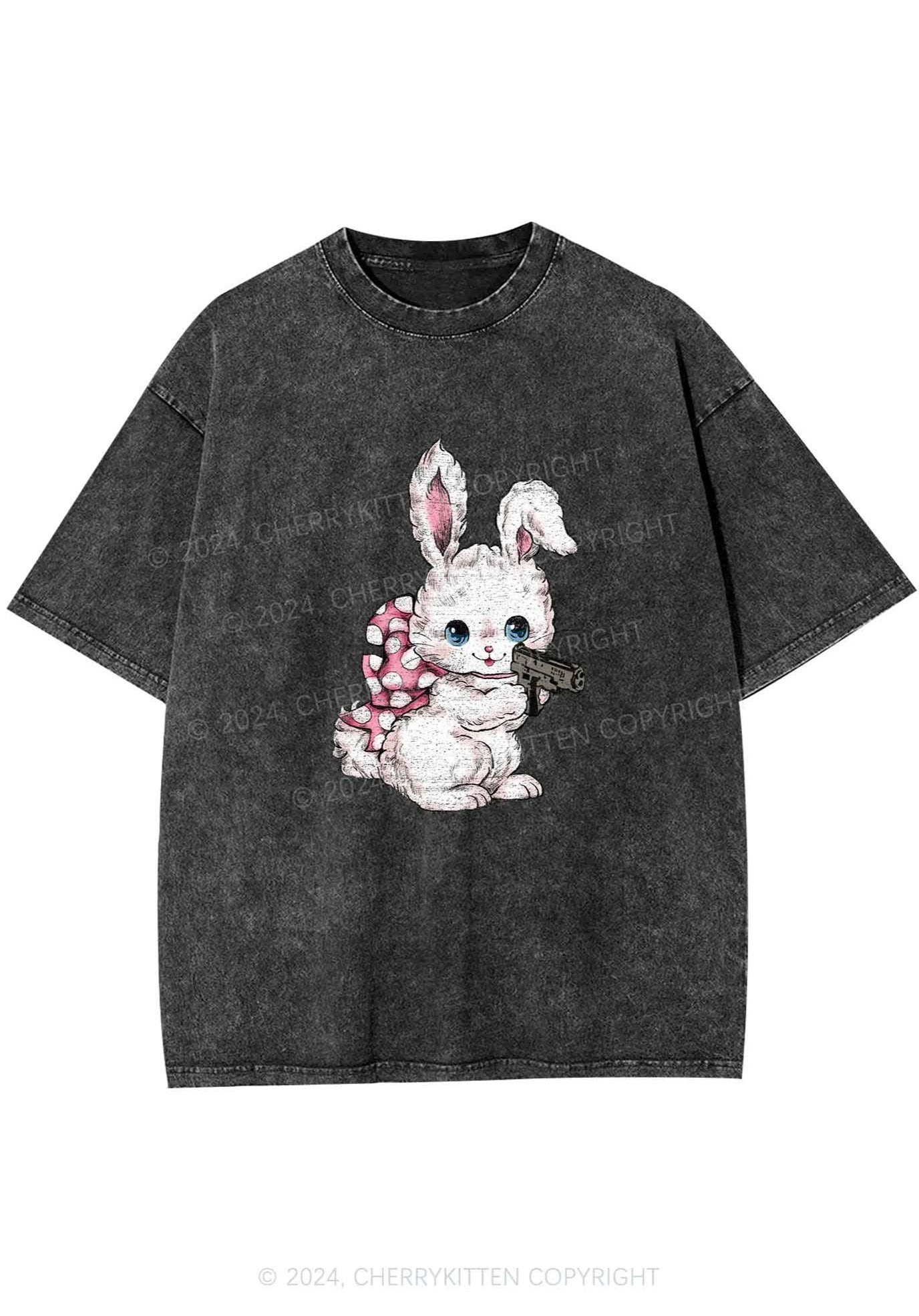 Bunny Shooting Y2K Washed Tee Cherrykitten