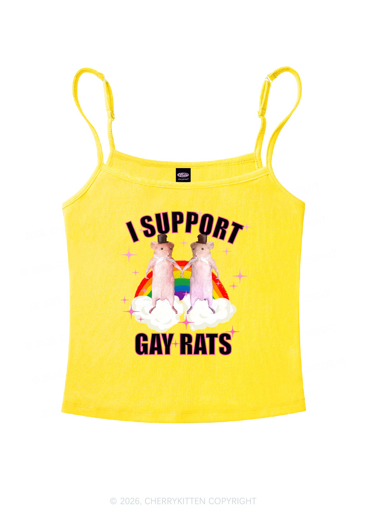 Support Gay Rats Pride Y2K Spaghetti Strap Cami Cherrykitten