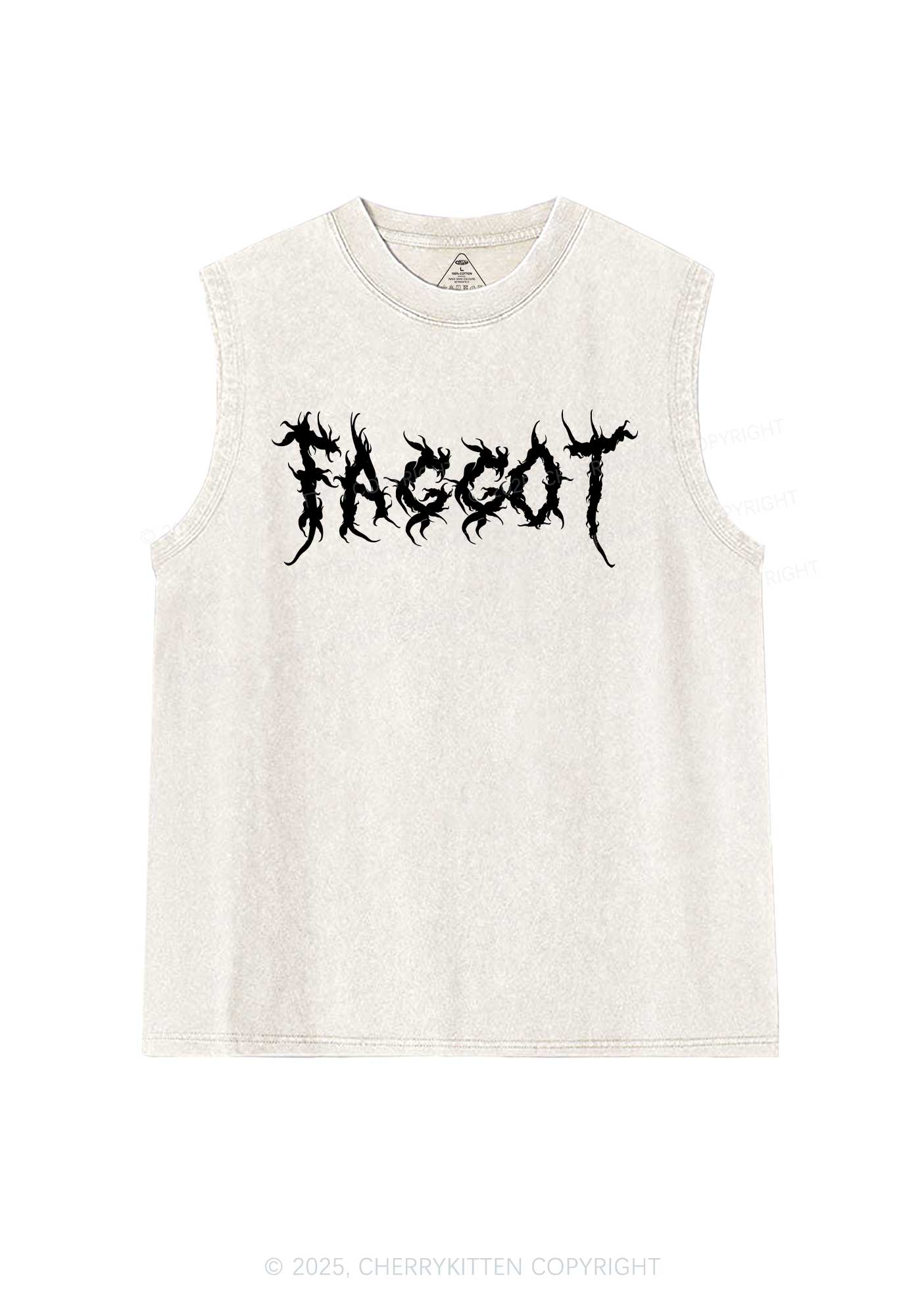 Punk Faggot Pride Y2K Washed Muscle Tank Cherrykitten