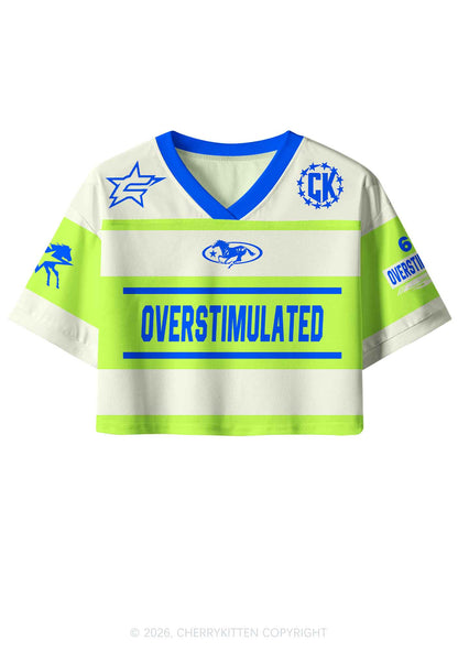 Overstimulated Green Stripes Y2K Crop Sport Jersey Shirts Cherrykitten