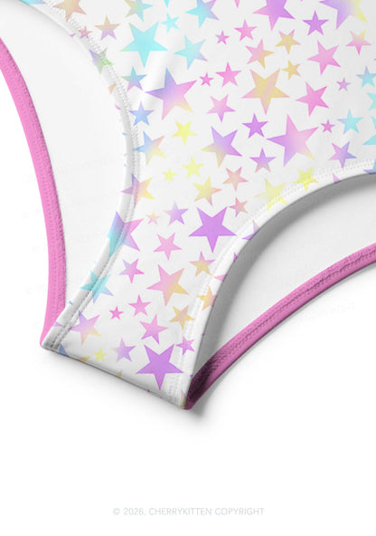 Pastel Star Alpha Male Y2K Print Bikini Set Cherrykitten