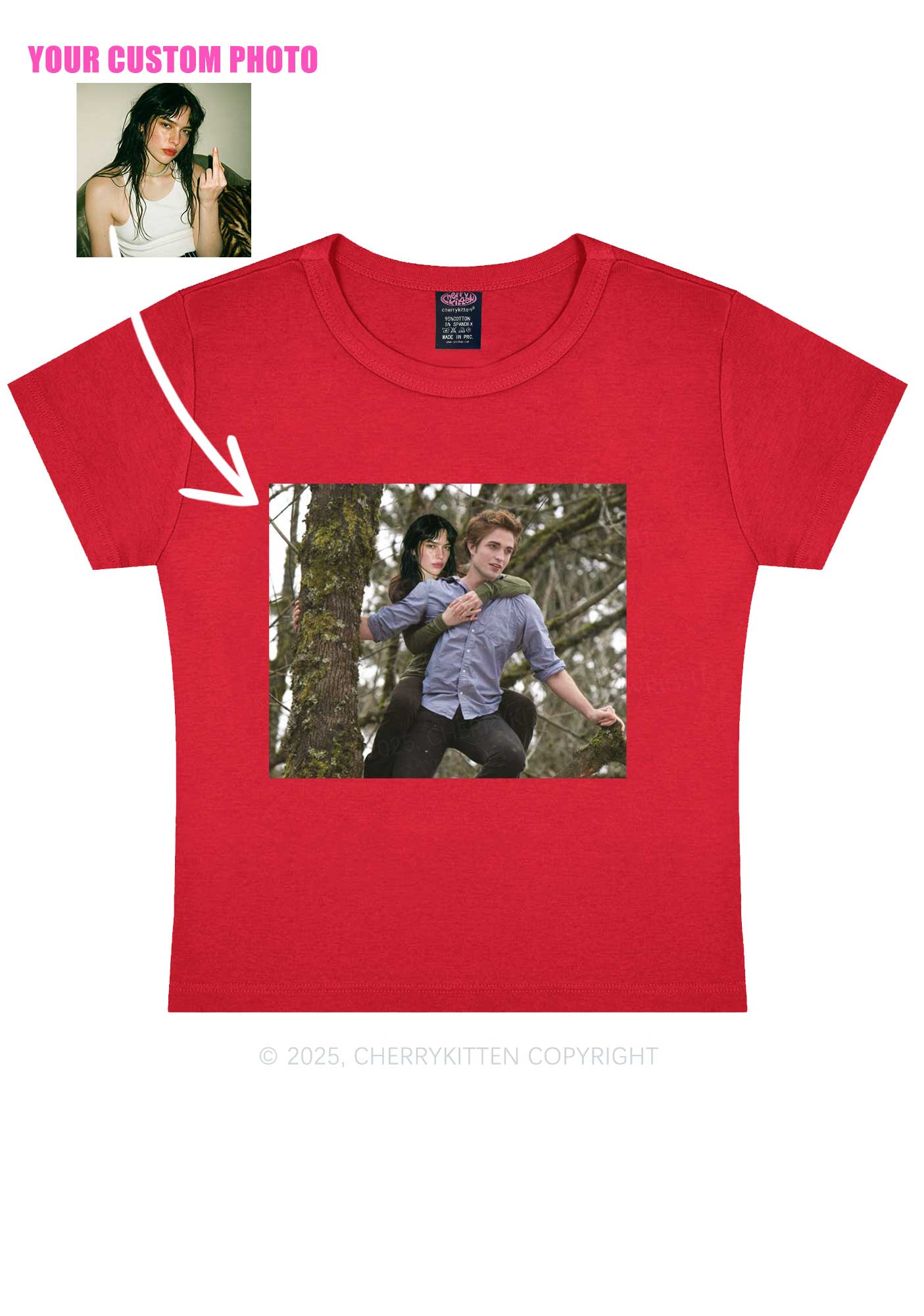 Custom Face Y2K Baby Tee Cherrykitten